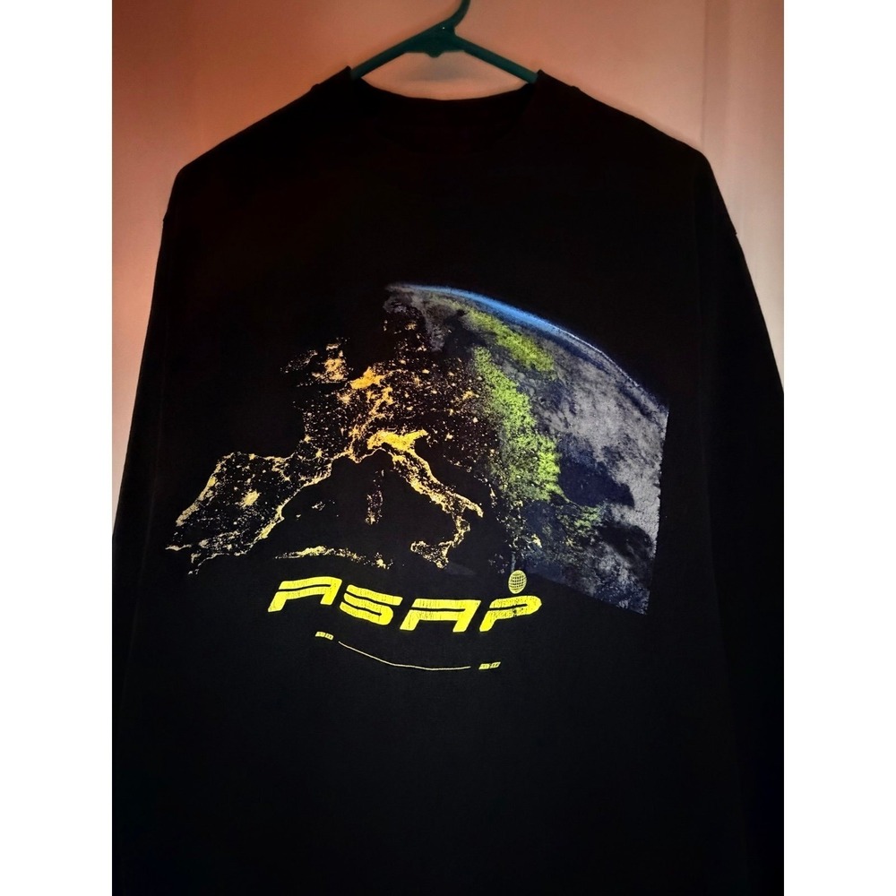 ASAP Rocky World Wide Horizon Graphic Black Long Sleeve T-Shirt Sz Mens Medium